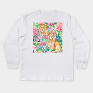 Preppy couple of lions Kids Long Sleeve T-Shirt